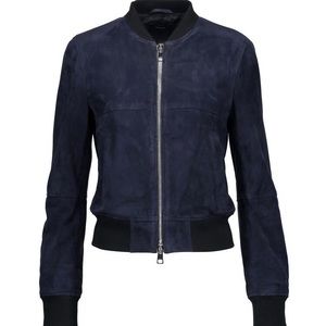 SOLD Navy Theory Daryette Suede Bomber Jacket